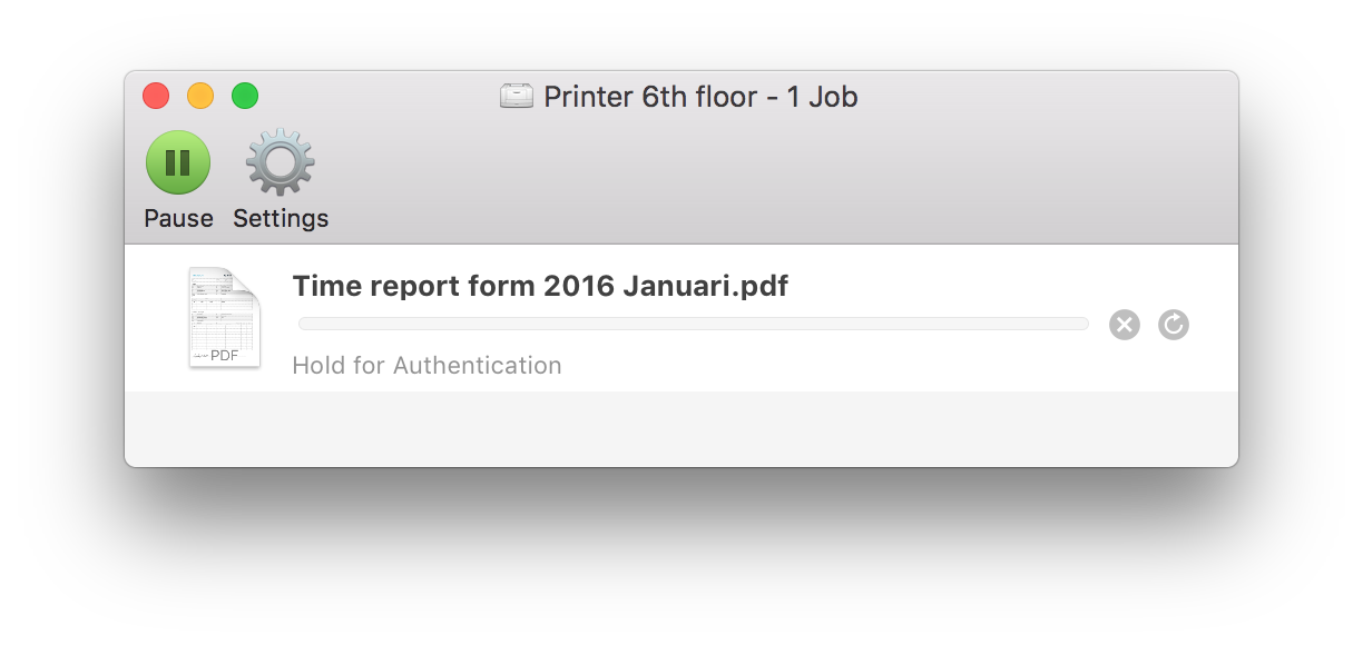 mac printer hold for authentication